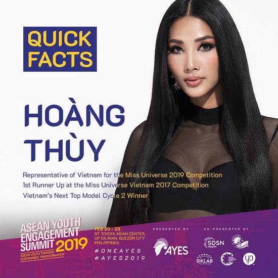 Á hậu Hoàng Thùy là diễn giả duy nhất của Việt Nam tham gia chương trình AYES 2019